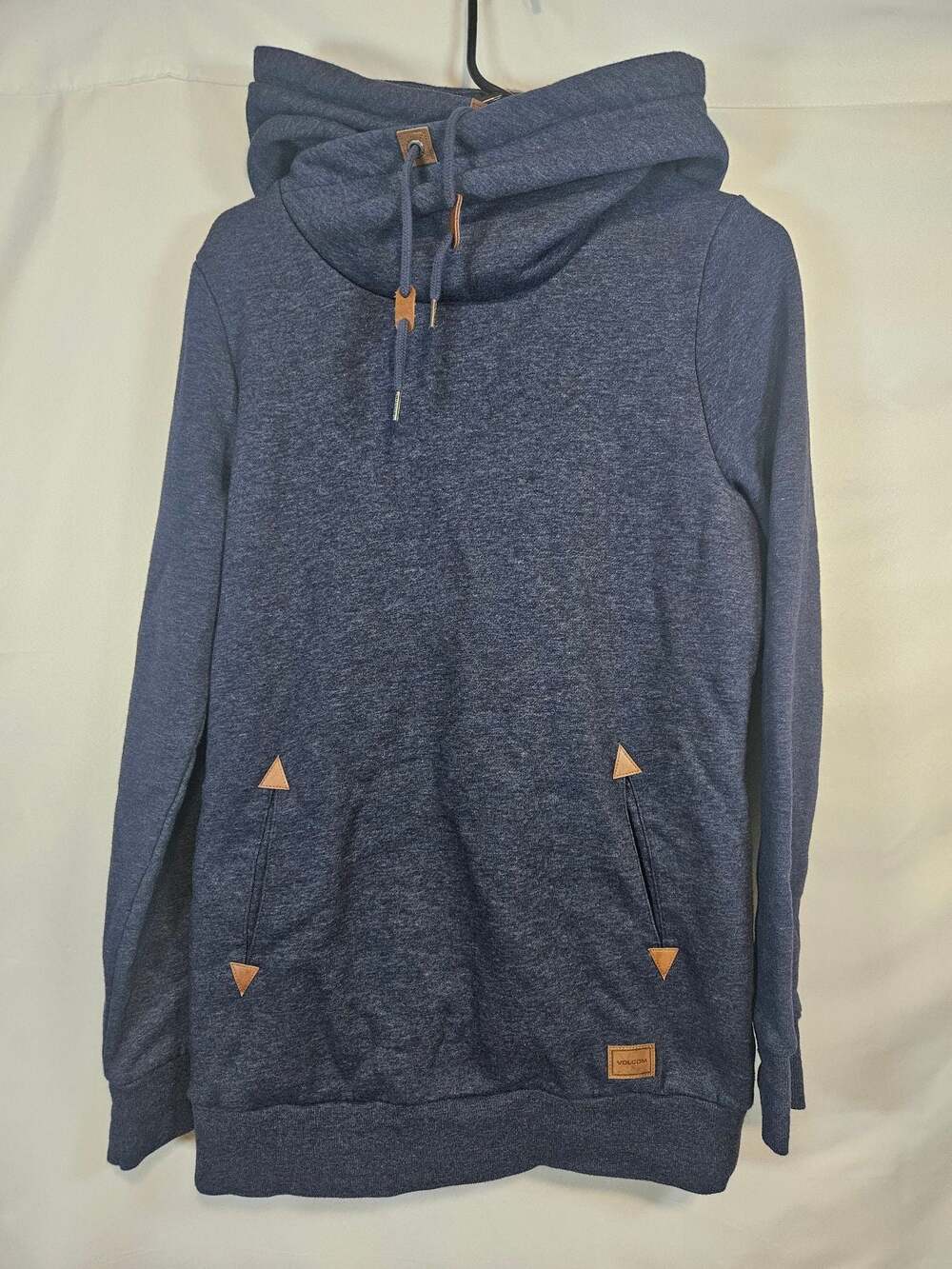 Volcom Lived In Lounge Women's Pullover Hoodie Blue Size L Thumbholes